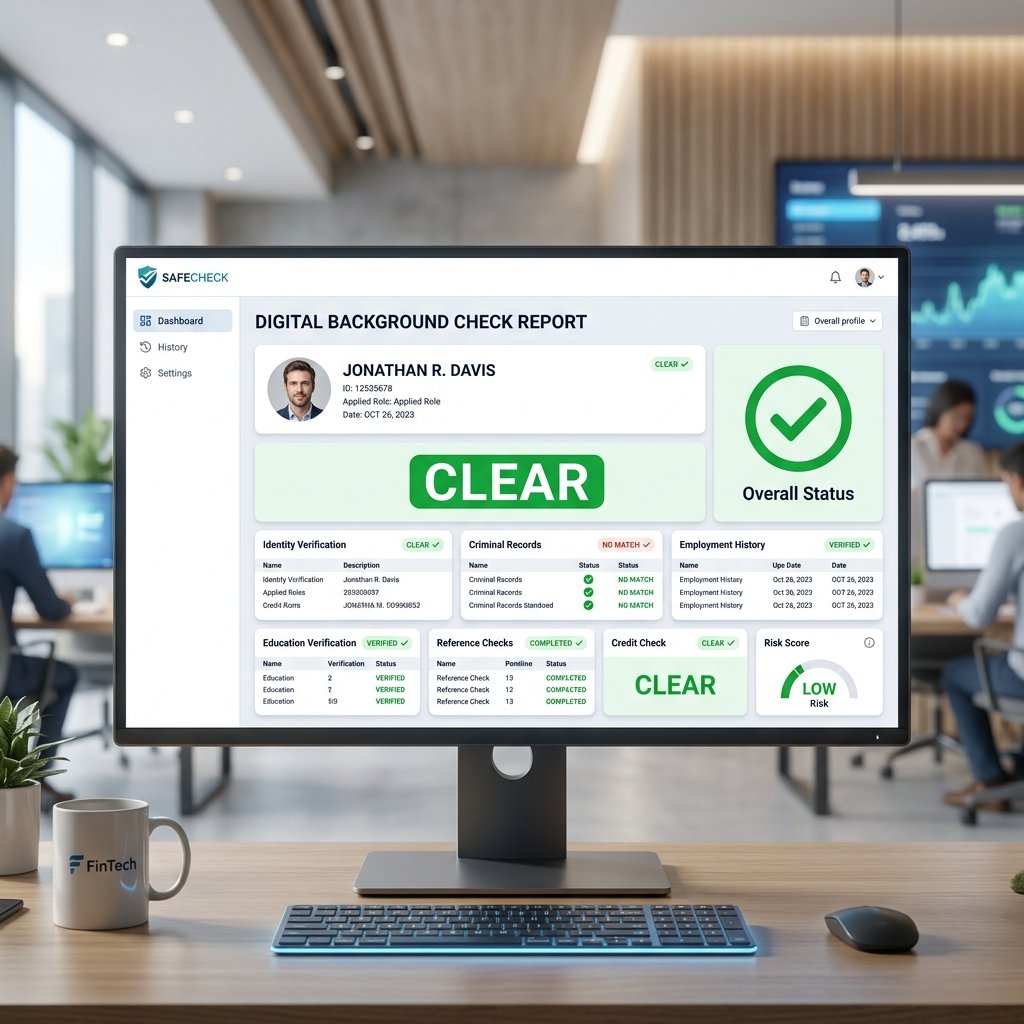 A digital background check report showing a 'CLEAN' status
