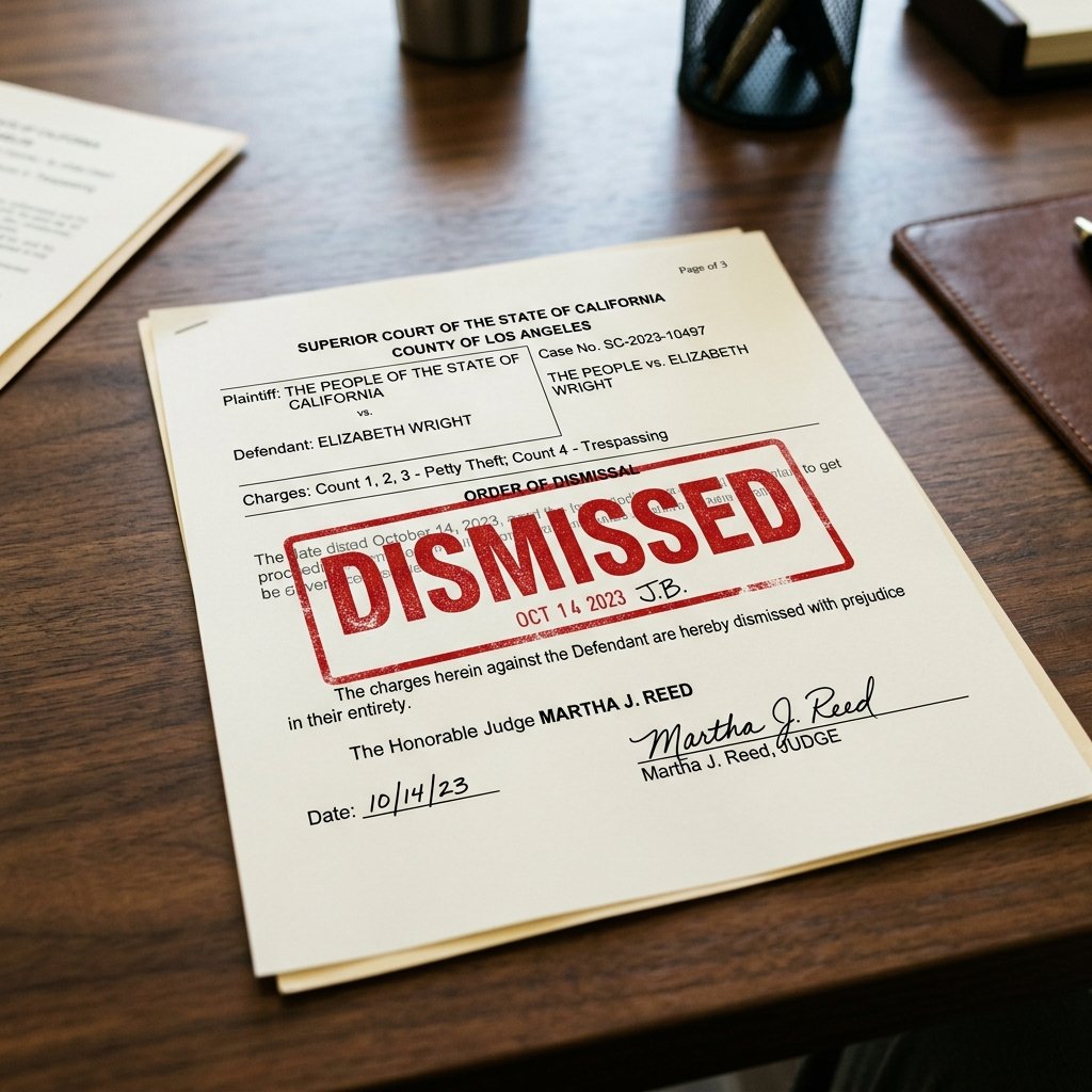 A legal document with a red DISMISSED stamp